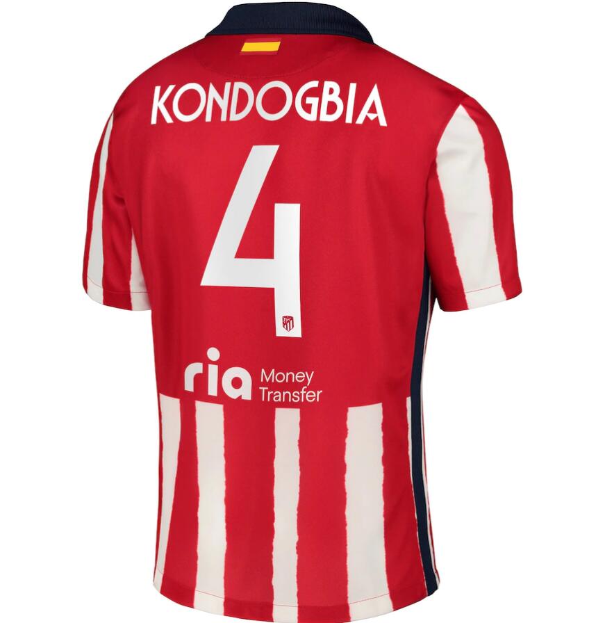 Atlético Madrid Metropolitano Home Kit Soccer Jersey with Kondogbia 4 printing 2020/21